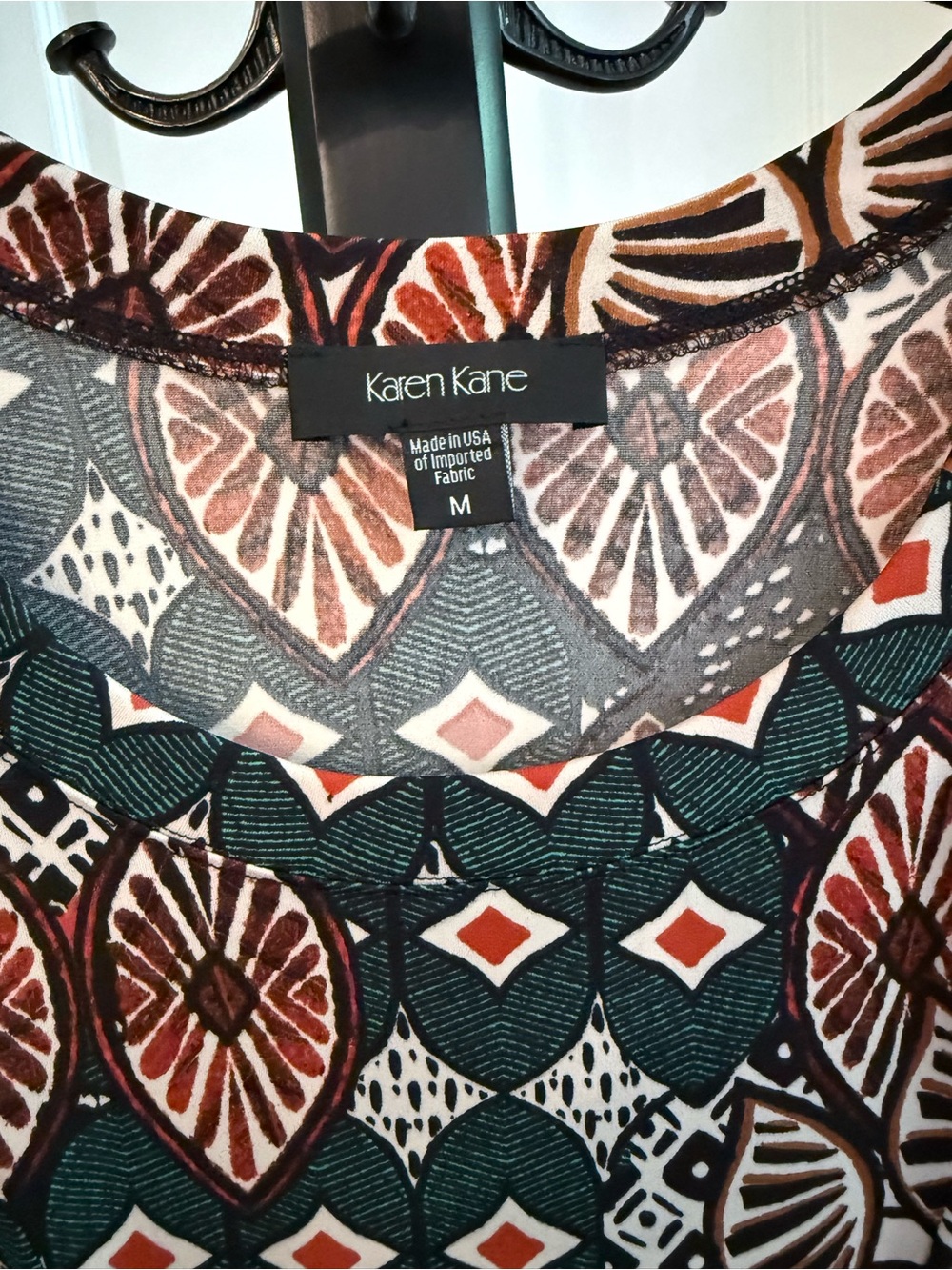 Karen Kane Geometric Print Fit & Flare Dress Size Medium Made in USA - Picture 2 of 4